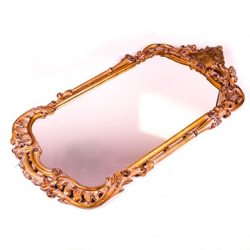 Espejo Decorativo con Marco Tallado  Mano Dorado