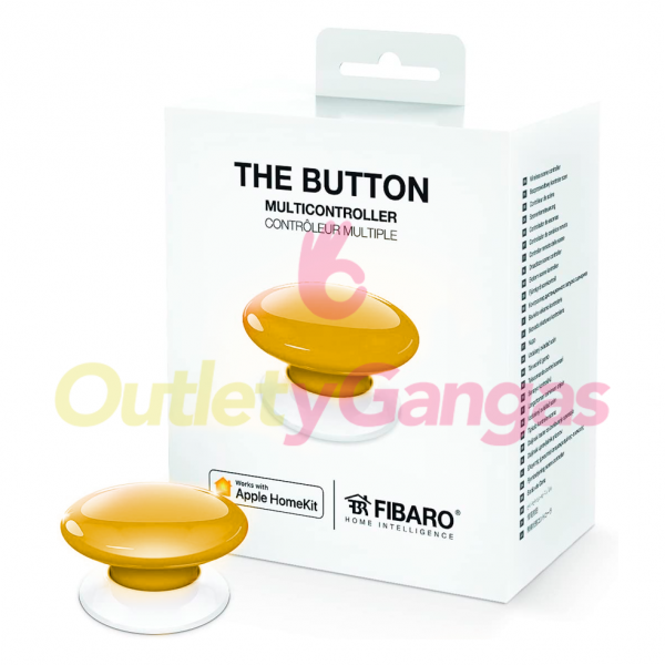 Botón de alarma homekit FIBARO FGBHPB 101 3 amarillo con caja